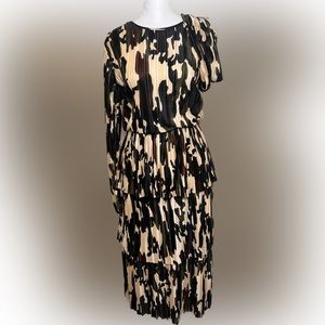 Zara camo pleated layered dress sz S
